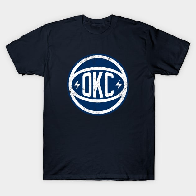 OKC Retro Ball - Navy T-Shirt by KFig21